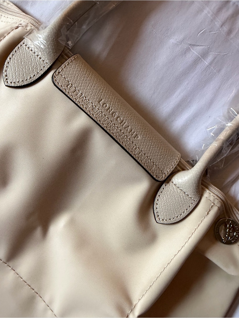 Longchamp Cream Tote Bag with Top Handles - Picture 6 of 7